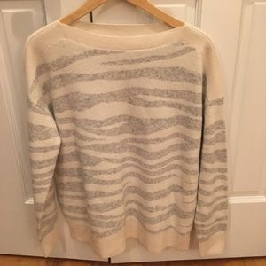 LOFT Cream & Grey Zebra Print Sweater